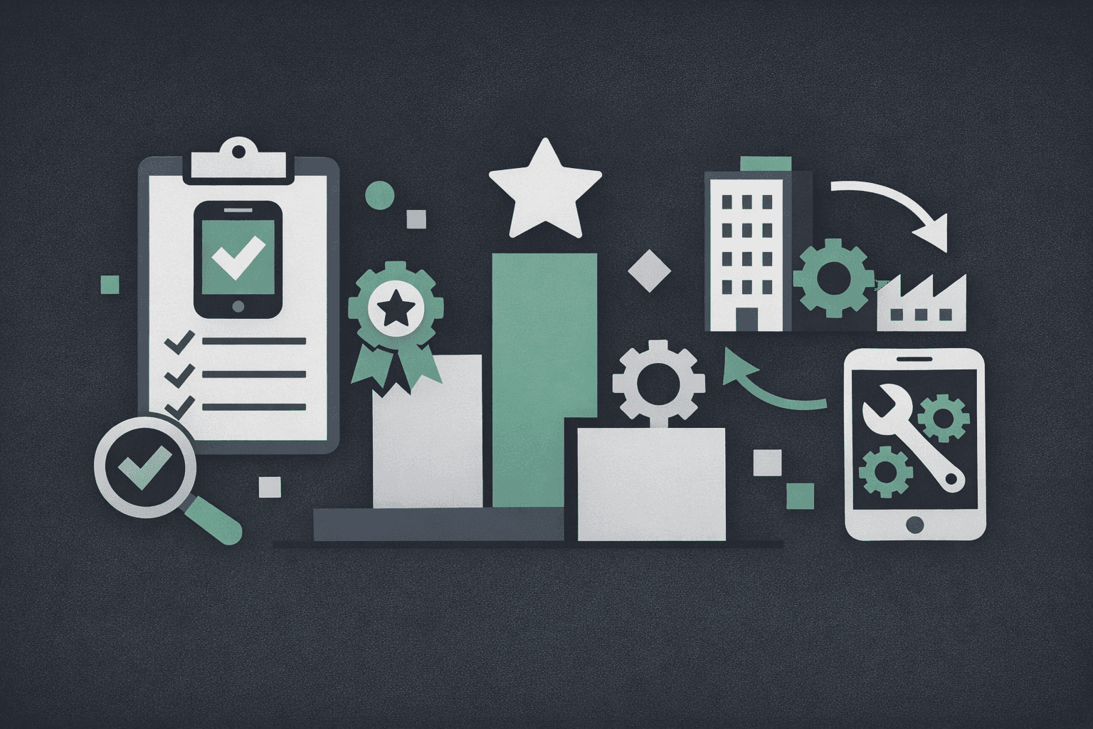 앱 개발 업체 추천과 앱 개발 업체 순위를 시각적으로 표현한 일러스트레이션 - 스튜디오001 블로그